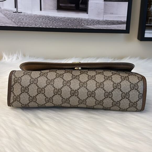 Authentic GUCCI GG Supreme Sherry Line PVC Leather Clutch Bag - Picture 5 of 14